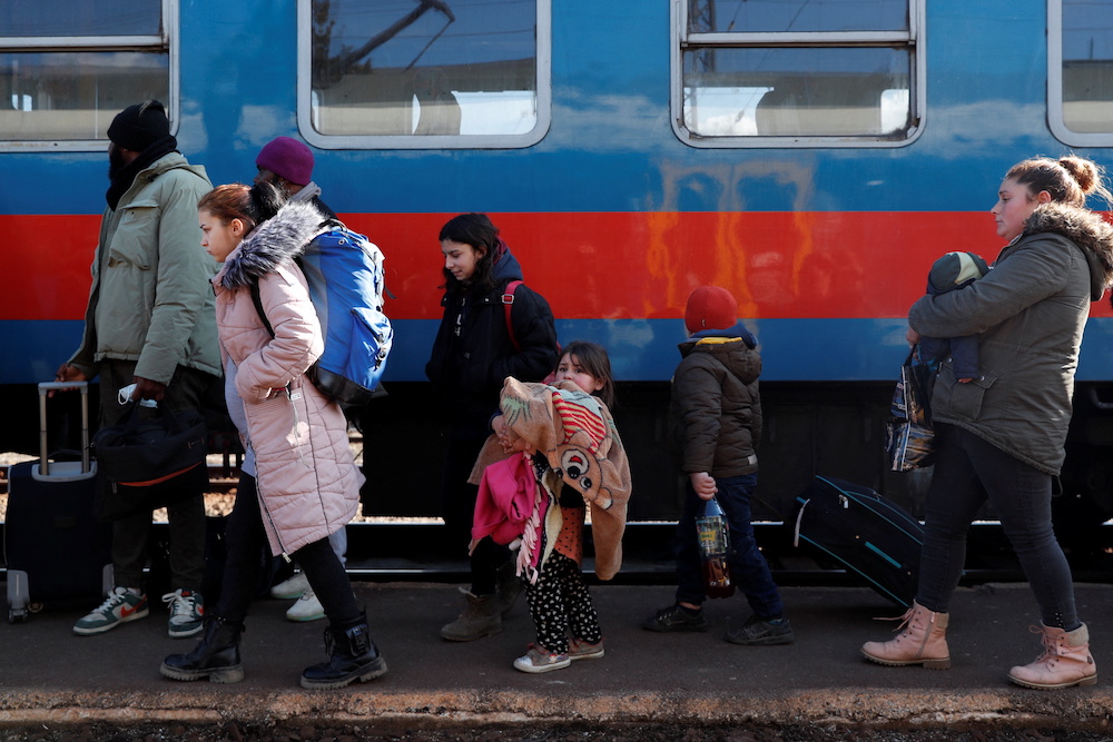 People fleeing from Ukraine to Hungary arrive at the train station, after Russia launched a massive military operation against Ukraine, in Zahony, Hungary, February 27, 2022. u00e2u20acu201d Reuters picnnn