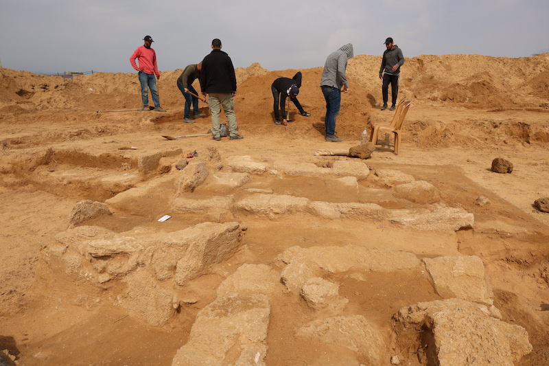 Palestinian workers excavate a newly discovered Roman cemetery containing ornately decorated graves, in Beit Lahia in the northern Gaza Strip February 20, 2022. u00e2u20acu201d AFP pic