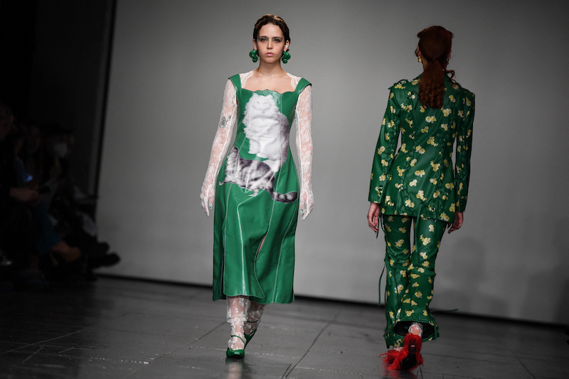 A model presents a creation by Chinese designer Yuhan Wang during the catwalk show for the Autumn/Winter 2022 collection on the third day of London Fashion Week in London February 20, 2022. u00e2u20acu201d AFP pic