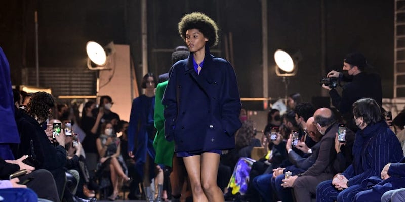 A model presents a collection for Italian designer Ennio Capasa during the catwalk show for the Fall/Winter 2022/2023 collection on the first day of the Milan Fashion Week. u00e2u20acu201d AFP pic