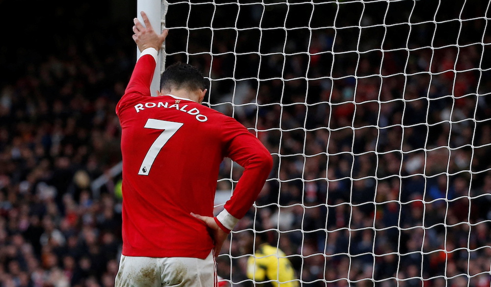 Manchester United's Cristiano Ronaldo reacts after missing a chance to score against Watford, February 26, 2022. u00e2u20acu201d Reuters pic