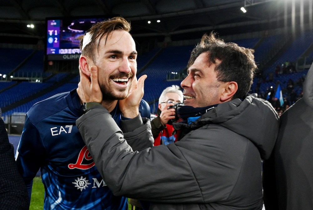 Napoli's Fabian Ruiz celebrates after the match, Rome February 27, 2022. u00e2u20acu201d Reuters pic 
