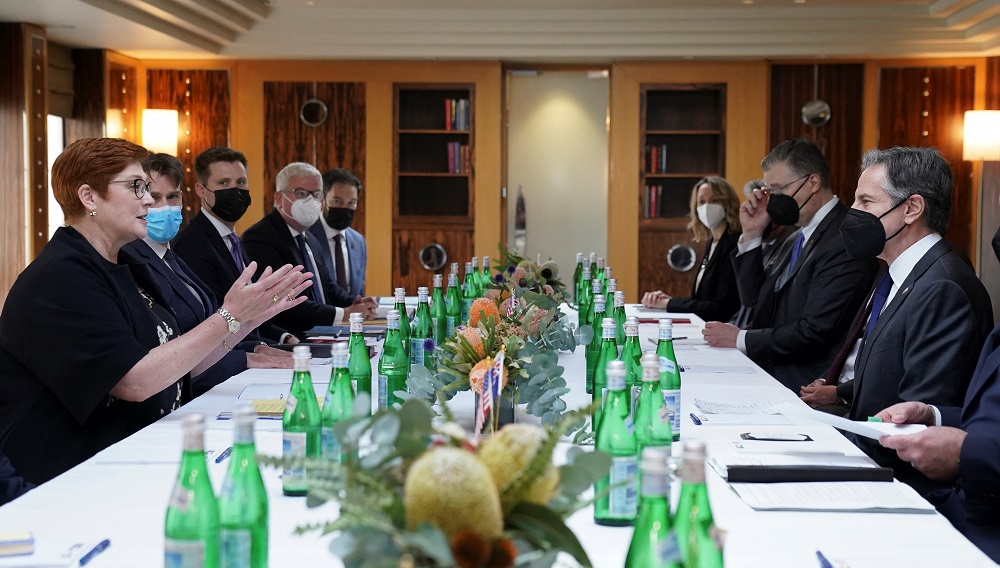 US Secretary of State Antony Blinken meets with Australian Foreign Minister Marise Payne at the Quad meeting of foreign ministers in Melbourne, Australia February 11, 2022. u00e2u20acu2022 Reuters pic
