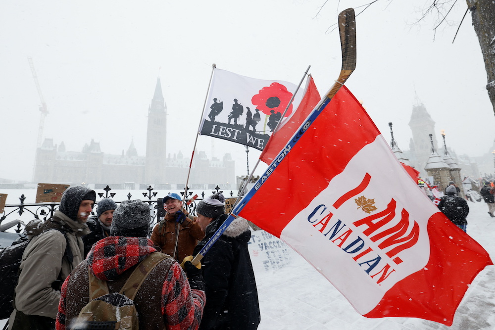 Demonstrators gather downtown as truckers and supporters continue to protest coronavirus disease vaccine mandates, in Ottawa, Ontario, Canada, February 12, 2022. u00e2u20acu201d Reuters picnnnn
