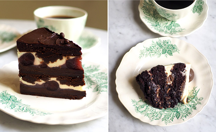 Their Not So Traditional Black Forest Cake is a modern interpretation of the classic cake with Kirsch soaked cherries and chocolate sponge cake and crunchy chocolate pearls (left). For total decadence, order their Bailey's Chocolate Cake that is rich with Bailey's Irish Creme (right)