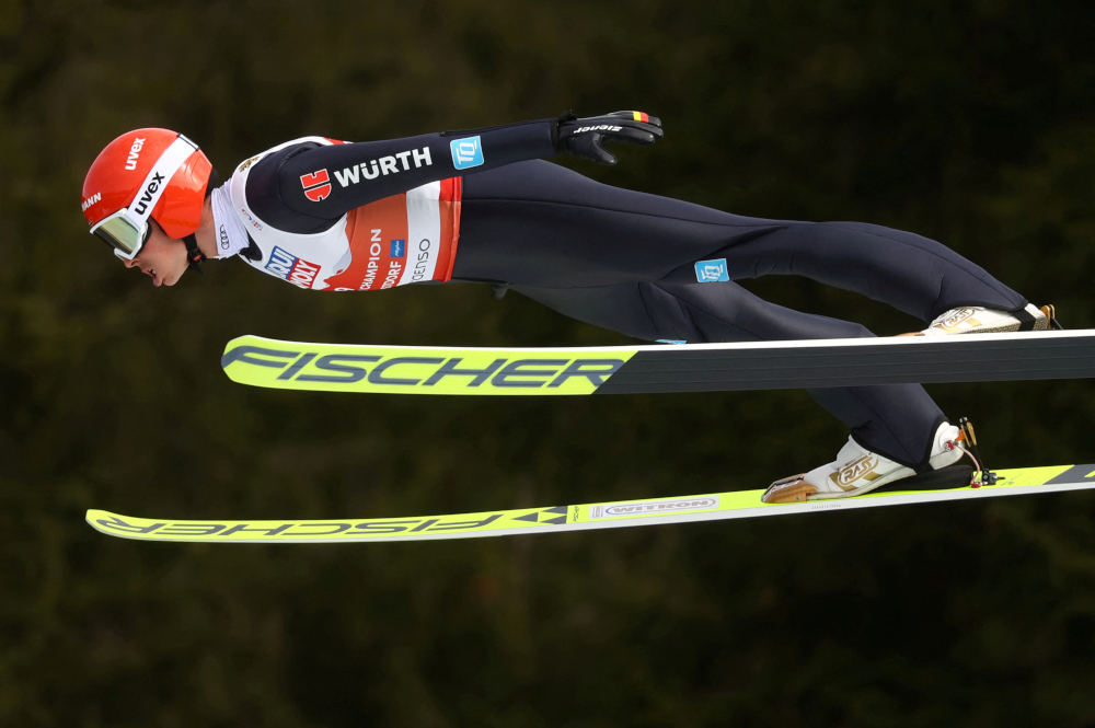 Germanyu00e2u20acu2122s Eric Frenzel in action during the menu00e2u20acu2122s HS137 ski jumping at the FIS Nordic World Ski Championships in Oberstdorf, Germany, March 4, 2021. u00e2u20acu201d Reuters picnn