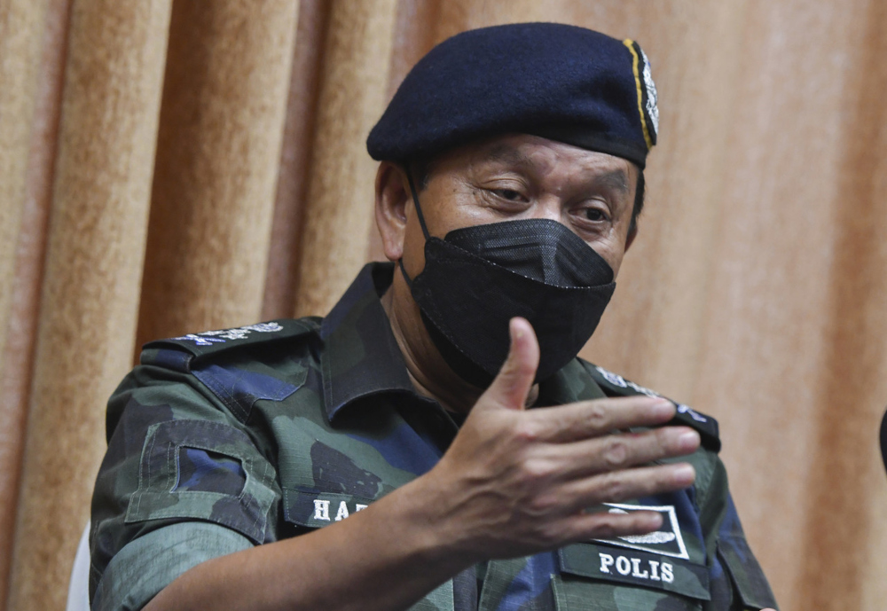 Bukit Aman Internal Security and Public Order Department director, Datuk Hazani Ghazali speaks to the media at the Pasir Mas district police headquarters in Kelantan, February 2, 2022. u00e2u20acu201d Bernama pic 