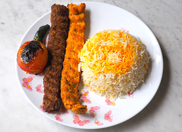 Kebabs feature predominantly in their menu like this Mix Koobideh Kebab with lamb and chicken