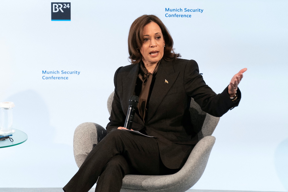 Vice President Kamala Harris speaks during the Munich Security Conference, in Munich, Germany February 19, 2022. u00e2u20acu2022 Reuters picnn