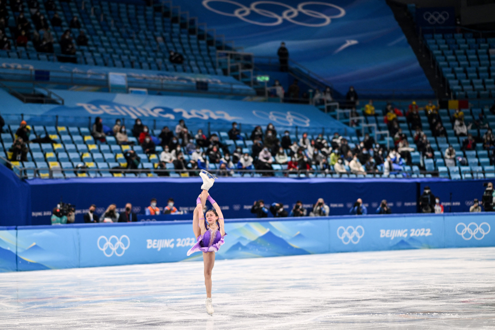 Russiau00e2u20acu2122s Kamila Valieva competes in the womenu00e2u20acu2122s single skating short programme of the figure skating event at the Capital Indoor Stadium in Beijing, February 15, 2022. u00e2u20acu201d AFP pic 