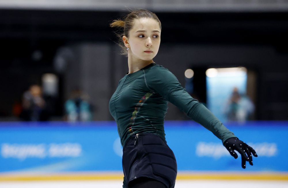 Kamila Valieva of the Russian Olympic Committee in action during training at the Rink Capital Indoor Stadium, Beijing February 14, 2022 u00e2u20acu201d Reuters pic