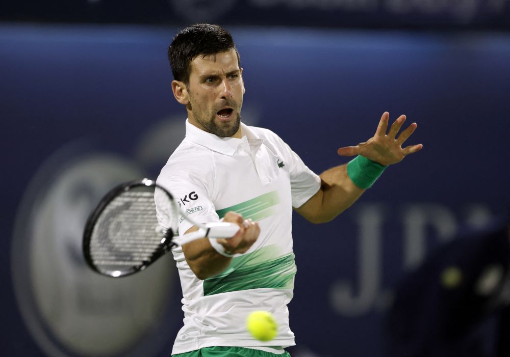 Serbia's Novak Djokovic in action during his second round match against Russia's Karen Khachanov at the Aviation Club Tennis Centre, Dubai February 23, 2022. u00e2u20acu201d Reuters pic