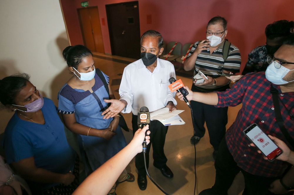 Ipoh Barat MP M. Kulasegaran speaks to members of the press at the Ipoh Labour Department Office February 16, 2022. u00e2u20acu201d Picture by Farhan Najib
