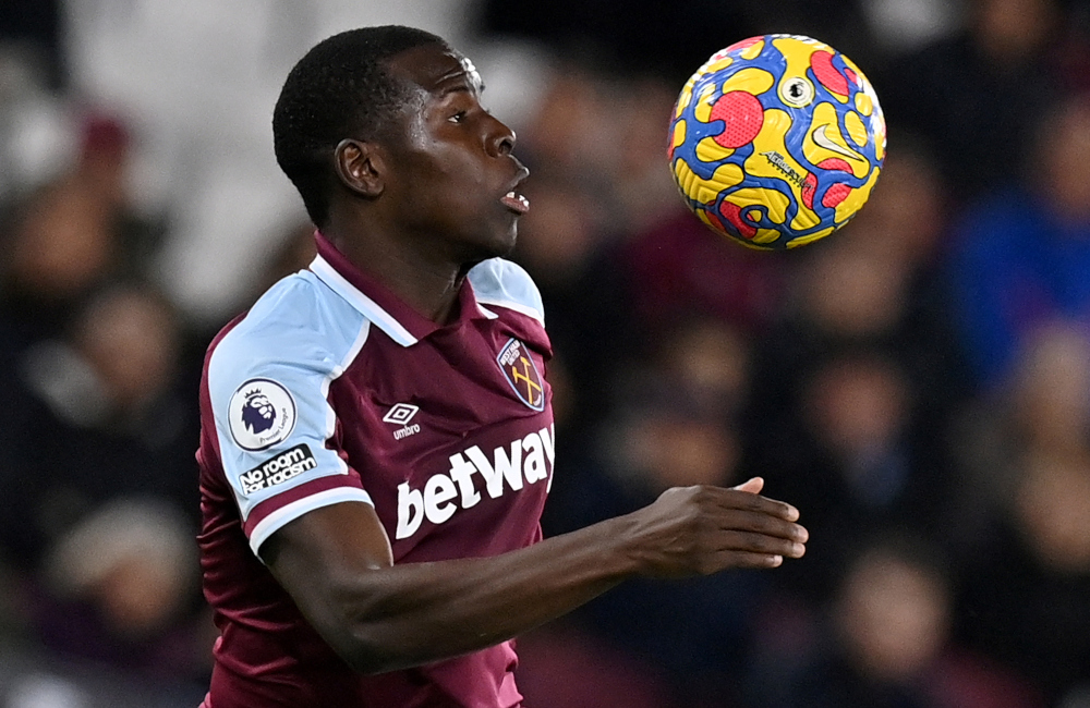 West Ham United defender Kurt Zouma controls the ball during the English Premier League match against Watford at the London Stadium, in London, February 8, 2022. u00e2u20acu201d AFP picnn