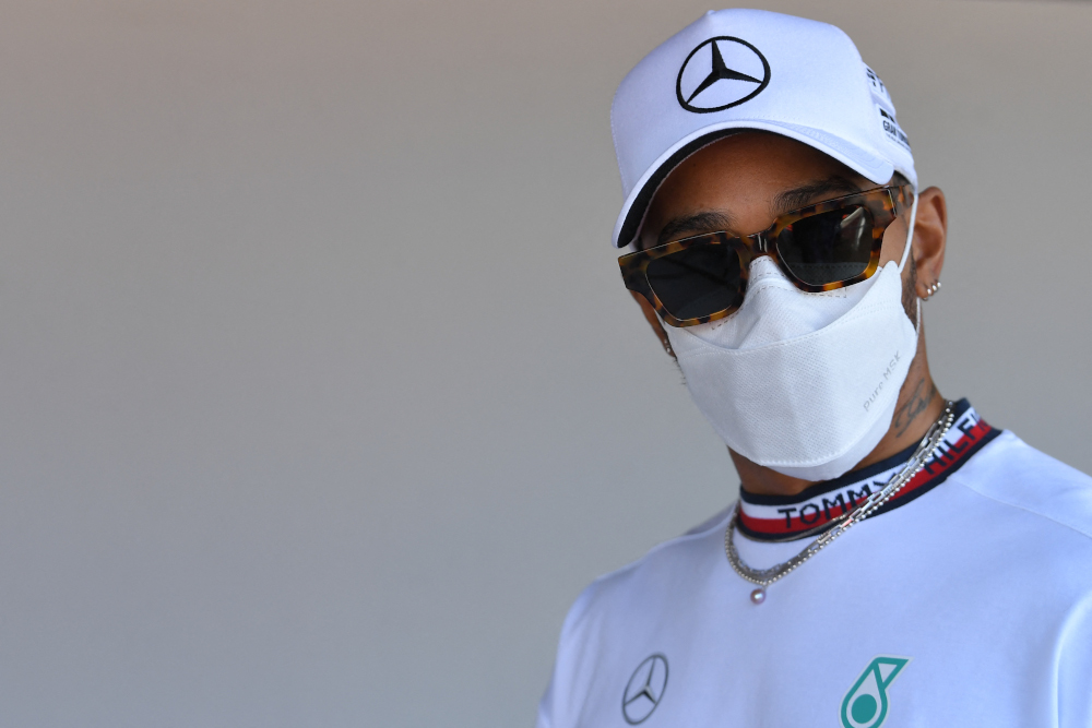 Mercedes driver Lewis Hamilton arrives for a press conference during the first day of the Formula One (F1) pre-season testing at the Circuit de Barcelona-Catalunya in Montmelo, Barcelona province, February 23, 2022. u00e2u20acu201d AFP pic 