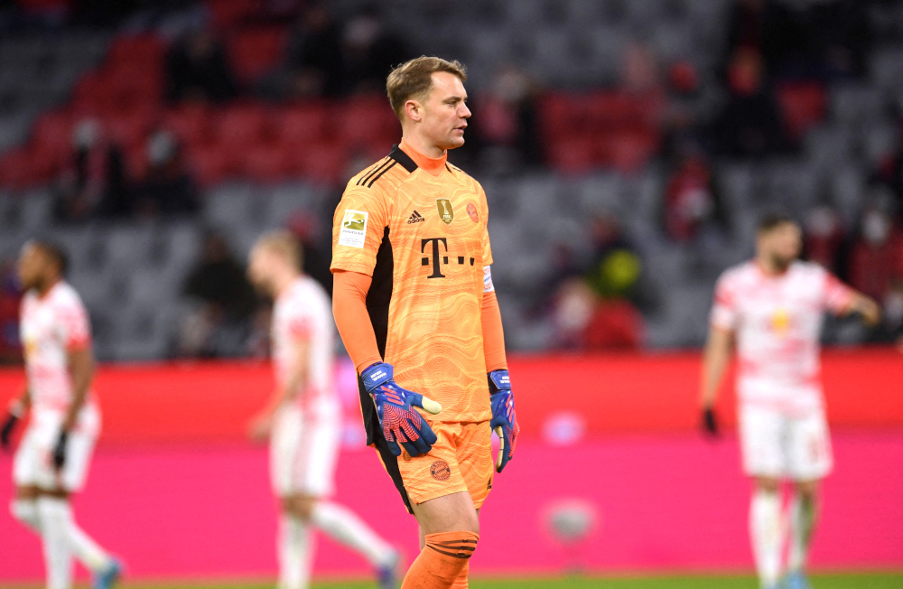 Bayern Munichu00e2u20acu2122s Manuel Neuer during the match against RB Leipzig at Allianz Arena, Munich, Germany, February 5, 2022. u00e2u20acu2022 Reuters picnn