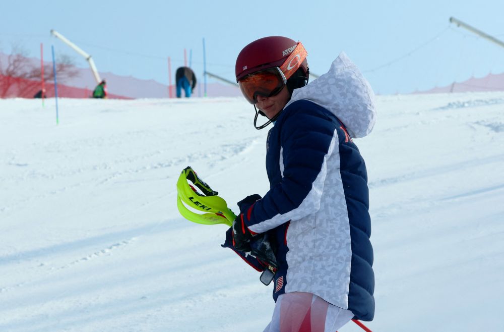 Mikaela Shiffrin of the United States looks on after failing to finish her run during the womenu00e2u20acu2122s slalom run at the National Alpine Skiing Centre in Beijing February 8, 2022. u00e2u20acu201d Reuters picnn