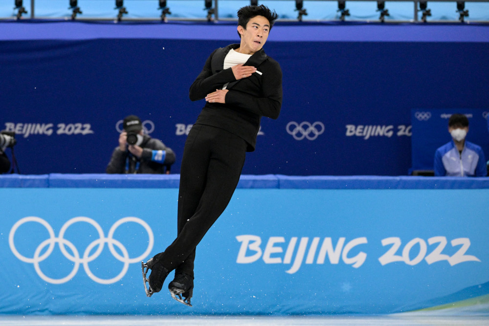 USAu00e2u20acu2122s Nathan Chen competes in the menu00e2u20acu2122s single skating short programme of the figure skating event during the Beijing 2022 Winter Olympic Games at the Capital Indoor Stadium in Beijing, February 8, 2022. u00e2u20acu2022 AFP pic