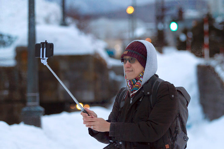 Selfie time by the banks of the Otaru Canal.