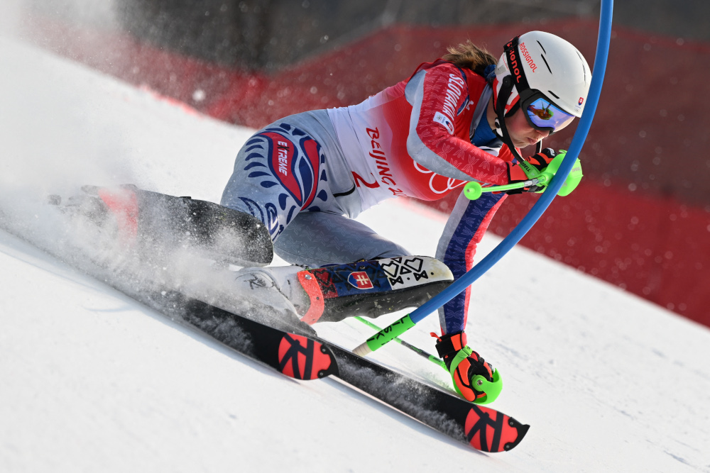 Slovakiau00e2u20acu2122s Petra Vlhova competes in the second run of the womenu00e2u20acu2122s slalom during the Beijing 2022 Winter Olympic Games at the Yanqing National Alpine Skiing Centre in Yanqing, February 9, 2022. u00e2u20acu2022 AFP picnn