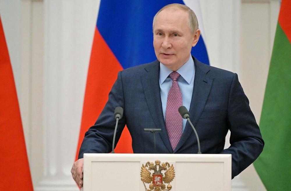 Russiau00e2u20acu2122s President Vladimir Putin speaks during a press conference with his Belarus counterpart, following their talks at the Kremlin in Moscow on February 18, 2022. u00e2u20acu2022 Reuters picnn
