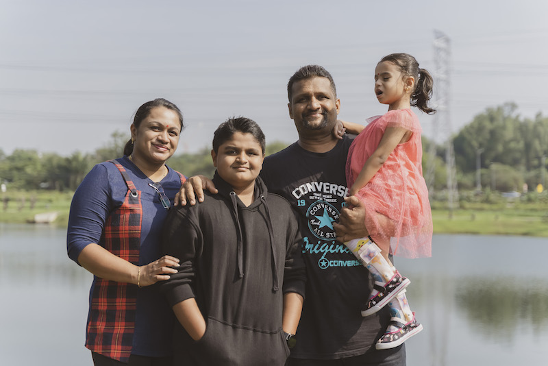 Sivasangaran Kumaran (Siva) and his wife, son and daughter, Swathi who is diagnosed with Pompe disease. — Picture courtesy of Sivasangaran