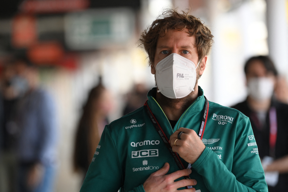 Aston Martin driver Sebastian Vettel arrives for a press conference during the second day of the Formula One pre-season testing at the Circuit de Barcelona-Catalunya in Montmelo, Barcelona province, February 24, 2022. u00e2u20acu201d AFP pic 
