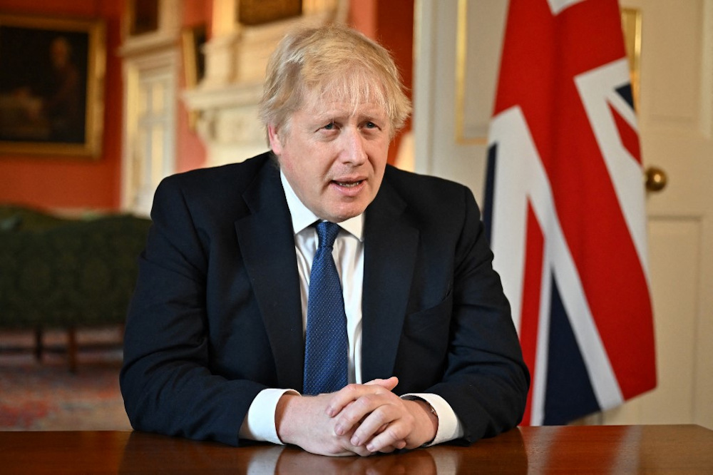 Britainu00e2u20acu2122s Prime Minister Boris Johnson speaks from 10 Downing Street, in London, on February 24, 2022 during an address to the nation on Russiau00e2u20acu2122s invasion of Ukraine. u00e2u20acu201d AFP pic