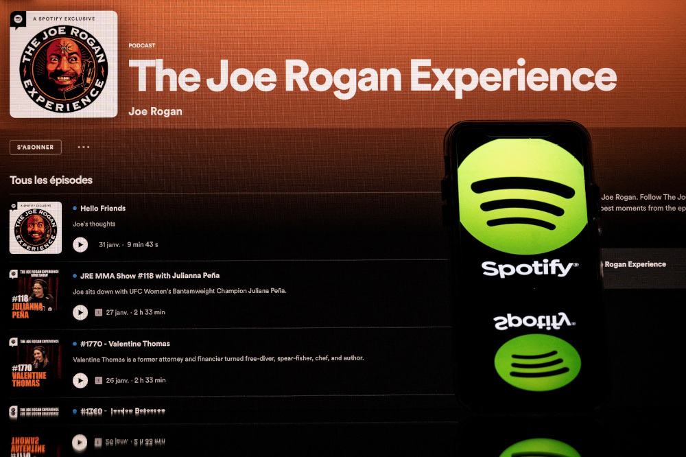 Spotify signed a deal worth an estimated US$100 million (RM418 million) with Joe Rogan for his podcast u00e2u20acu02dcThe Joe Rogan Experience.u00e2u20acu2122 u00e2u20acu201d AFP pic 