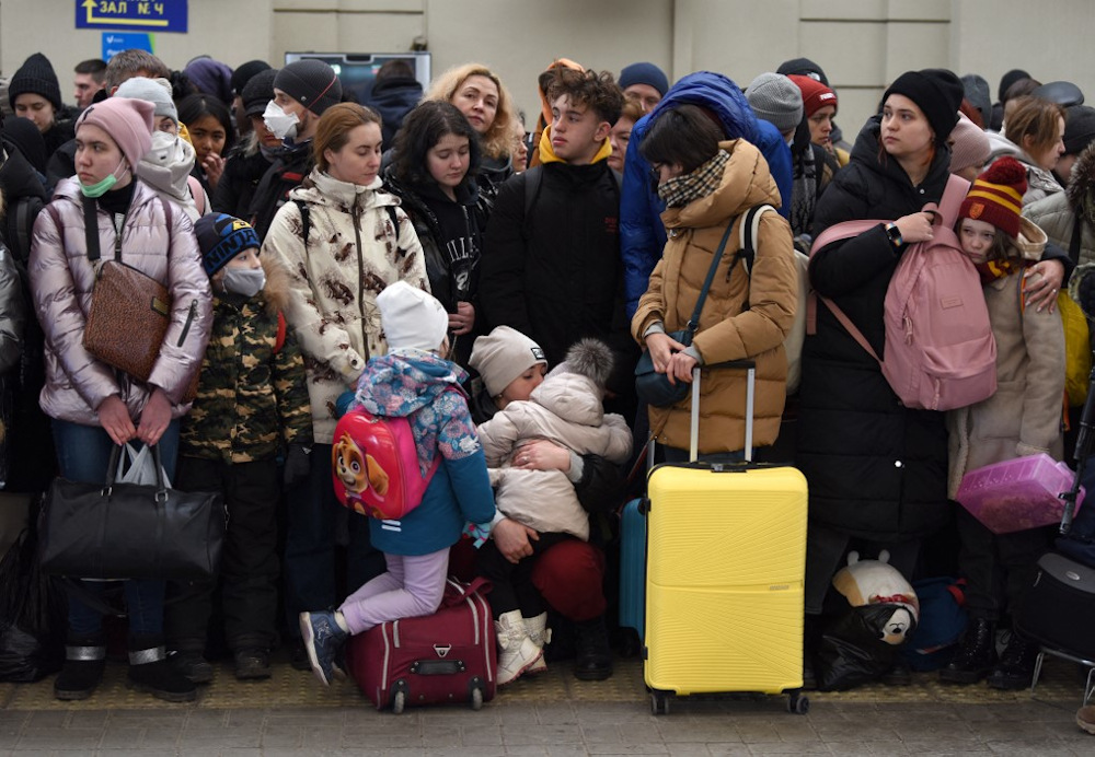 People wait for a train to Poland at the railway station of the western Ukrainian city of Lviv on February 26, 2022. u00e2u20acu201d AFP pic