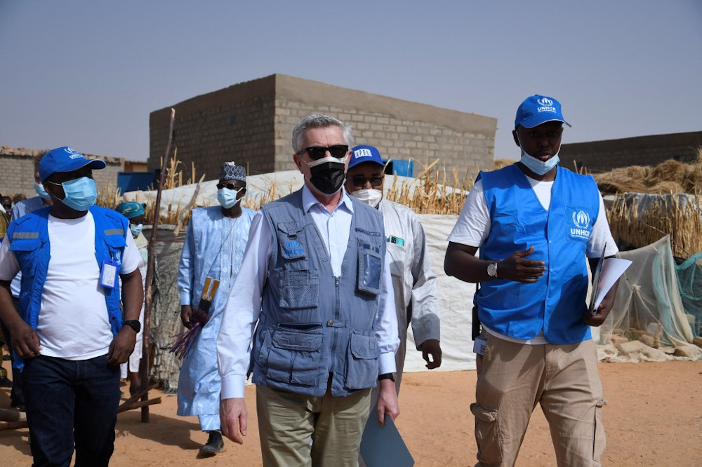Filippo Grandi, United Nations High Commissioner for Refugees visits on February 2, 2022 a UN site where thousands Malian refugees live in Ouallam. u00e2u20acu201d AFP pic