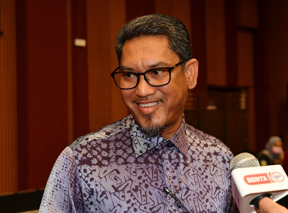 Youth and Sports Minister Datuk Seri Ahmad Faizal Azumu speaks to the media at the Sultan Azlan Shah Campus of Universiti Pendidikan Sultan Idris in Tanjung Malim, February 17, 2022. u00e2u20acu201d Bernama pic 