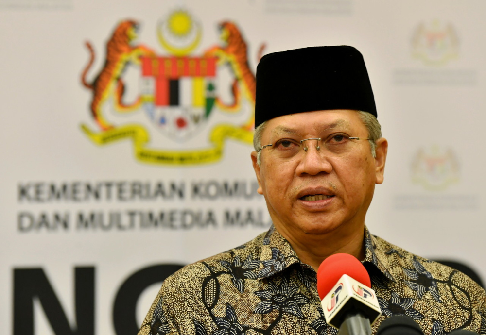 Communications and Multimedia Minister Tan Sri Annuar Musa speaks to the media after attending an appreciation ceremony for volunteers in Putrajaya, February 18, 2022. u00e2u20acu201d Bernama pic 