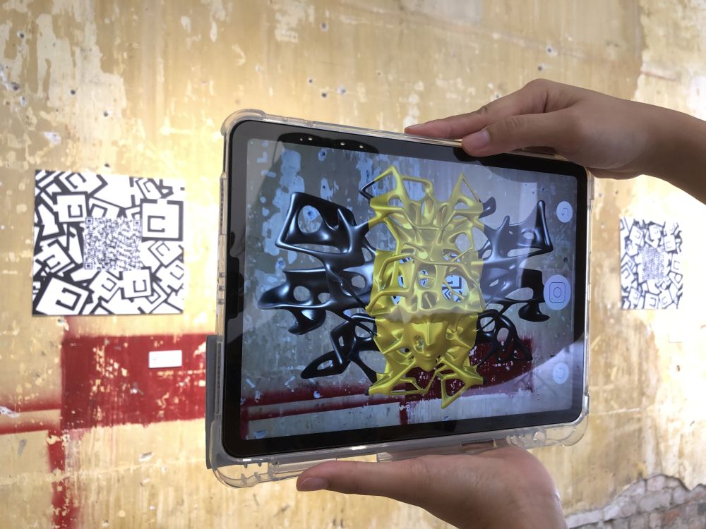 An augmented reality exhibition showcasing digital sculptures created by Aboud Fares at NOW exhibition in Hin Bus Depot. — Picture by Opalyn Mok