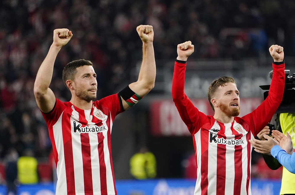 Athletic Bilbao's Oscar de Marcos and Iker Muniain celebrate after the match against Real Madrid February 4, 2022. u00e2u20acu2022 Reuters pic