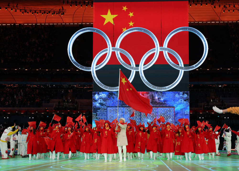 The China contingent is seen during the athletesu00e2u20acu2122 parade at the opening ceremony at the National Stadium in Beijing, February 4, 2022. u00e2u20acu201d Reuters pic 