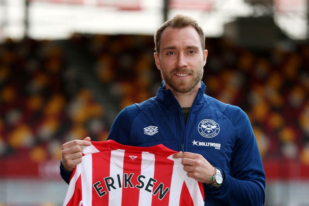 Brentford present new signing Christian Eriksen at the Brentford Community Stadium, London February 12, 2022. u00e2u20acu201d Reuters pic