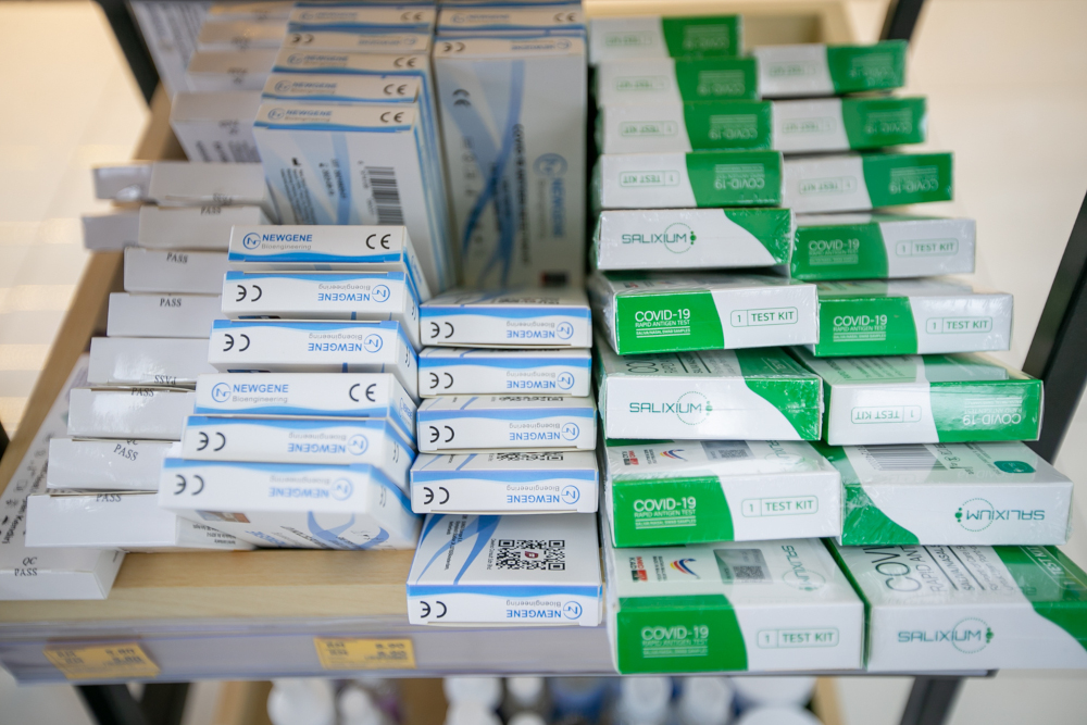 A variety of Covid-19 self-test kits on display at a pharmacy in Cheras, February 22 u00e2u20acu2022 Picture by Devan Manuel
