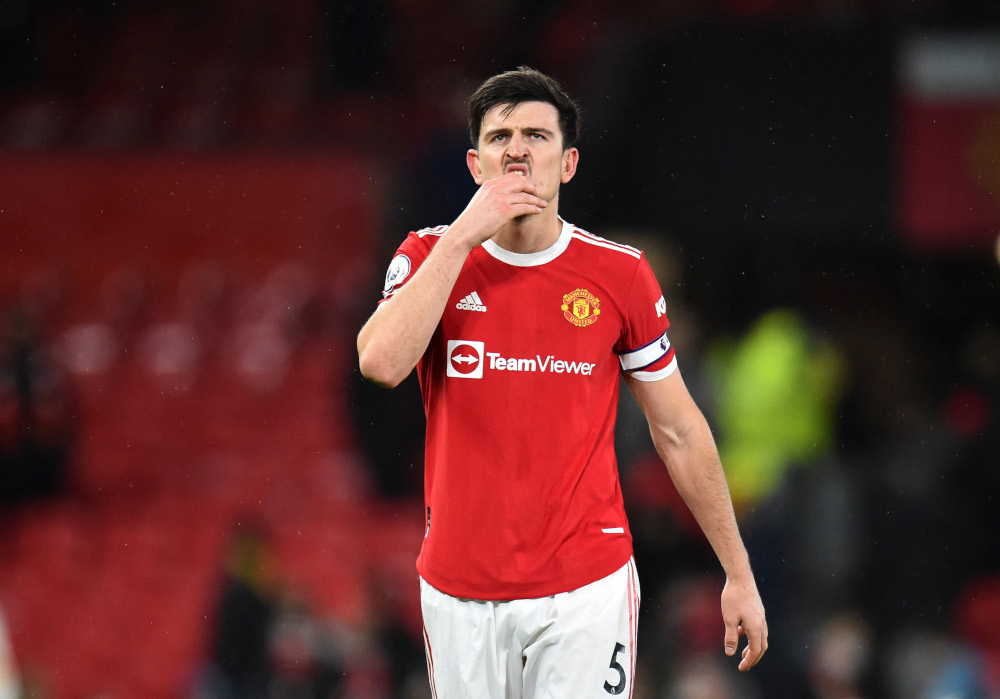 Manchester Unitedu00e2u20acu2122s Harry Maguire celebrates after the match against Brighton & Hove Albion at Old Trafford, Manchester, February 15, 2022. u00e2u20acu201d Reuters pic 