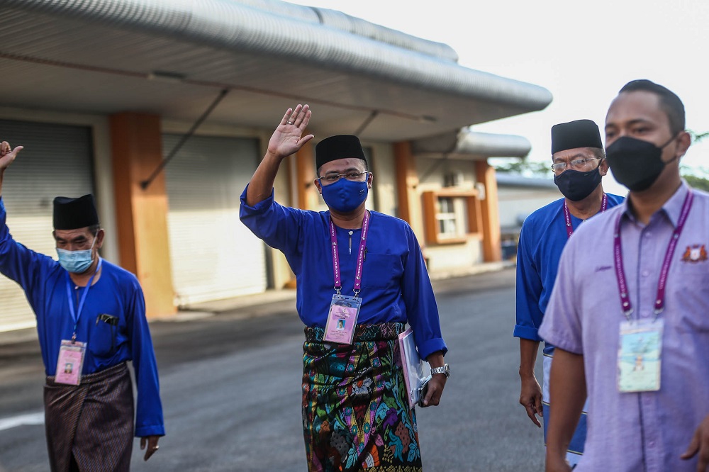 Candidate Hairi Md Shah (BN) is seen at the nomination centre in Larkin February 26, 2022. u00e2u20acu2022 Picture by Hari Anggara