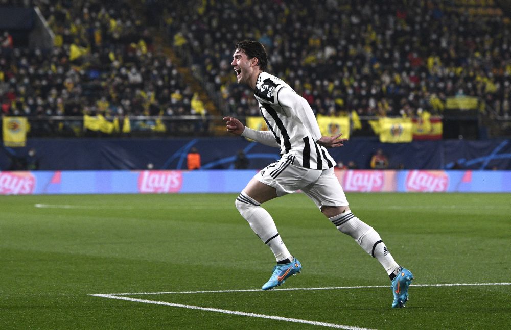 Juventus' Dusan Vlahovic celebrates scoring their first goal against Villarreal at Estadio de la Ceramica, Villarreal February 22, 2022. u00e2u20acu201d Reuters pic