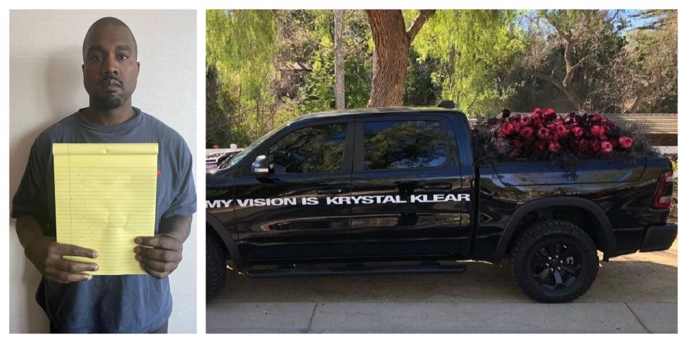 Kanye West is now a meme online after posing with a notepad saying he's account has not been hacked and sending a truckload of flowers to Kardashian. u00e2u20acu201d Picture via Instagram/ Twitter