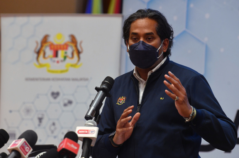 Health Minister Khairy Jamaluddin speaks at a press conference on Covid-19 developments in Putrajaya, February 7, 2022. u00e2u20acu2022 Bernama pic 