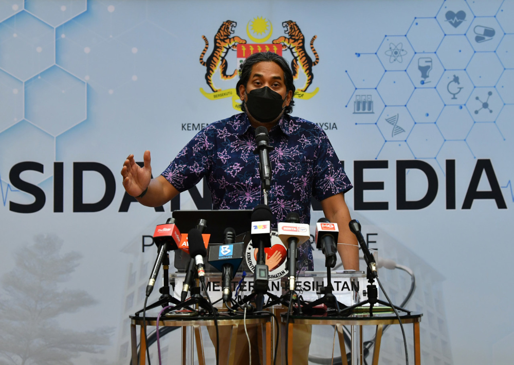 Health Minister Khairy Jamaluddin speaks at a press conference on latest Covid-19 developments at the Health Ministry in Putrajaya, February 24, 2022. u00e2u20acu201d Bernama pic 