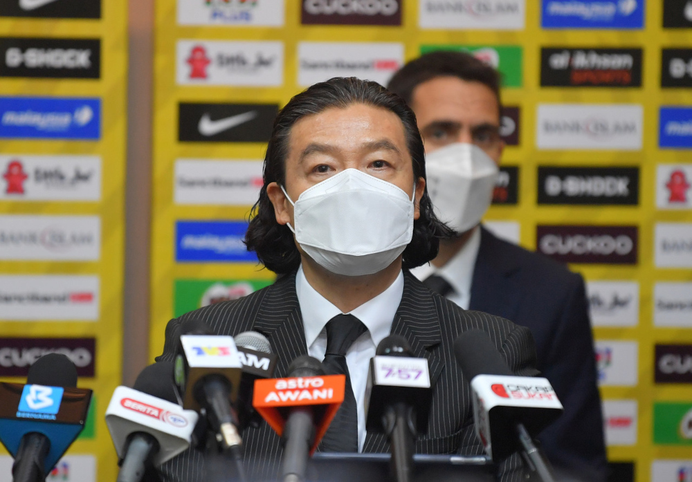 Harimau Malayau00e2u20acu2122s new head coach Kim Pan-gon speaks at a press conference at Wisma FAM in Kelana Jaya, February 17, 2022. u00e2u20acu201d Bernama pic 