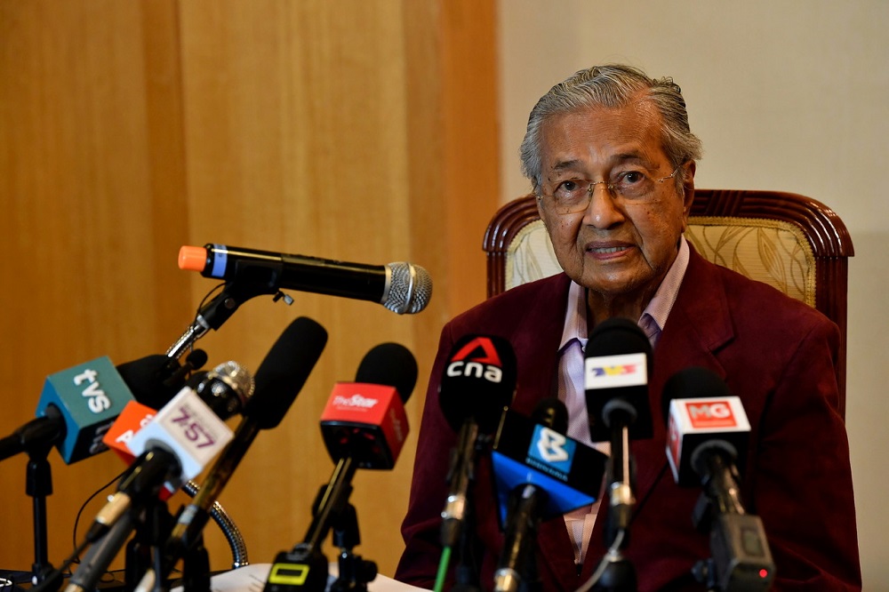 Tun Dr Mahathir Mohamad speaks during a press conference after unveiling Pejuangu00e2u20acu2122s aspirations for the upcoming Johor state polls in Putrajaya February 23, 2022. u00e2u20acu2022 Bernama pic
