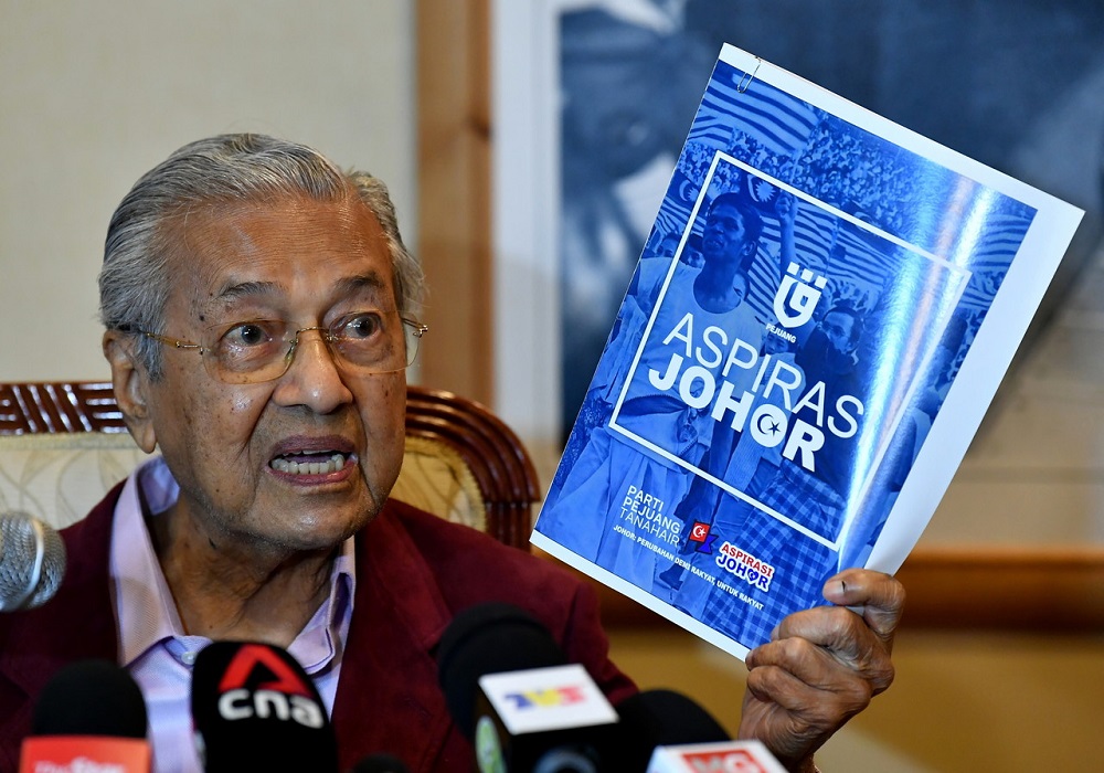 Tun Dr Mahathir Mohamad speaks during a press conference after unveiling Pejuangu00e2u20acu2122s aspirations for the upcoming Johor state polls in Putrajaya February 23, 2022. u00e2u20acu2022 Bernama pic