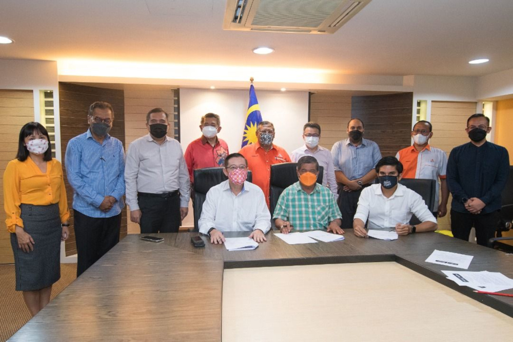 Muda president Syed Saddiq Syed Abdul Rahman, Amanah president Mohamad Sabu, and DAP secretary-general Lim Guan Eng said the three parties came to the agreement in the interest of a larger political cooperation during and after the election. u00e2u20acu2022 Picture c