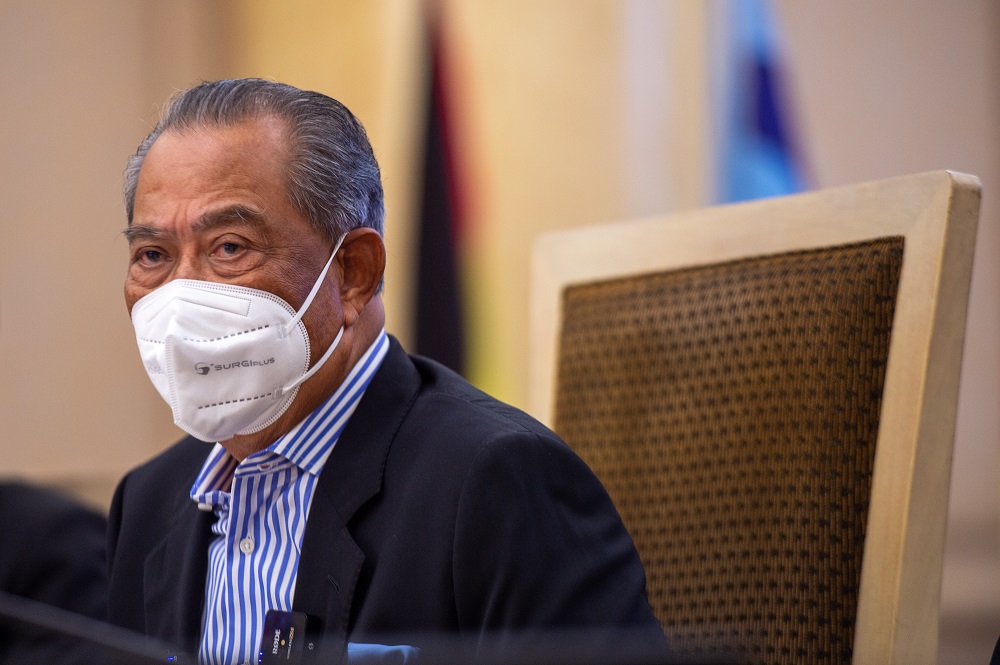 Tan Sri Muhyiddin Yassin speaks during a press conference after chairing the NRC meeting in Putrajaya February 22, 2022. u00e2u20acu2022 Picture by Shafwan Zaidon