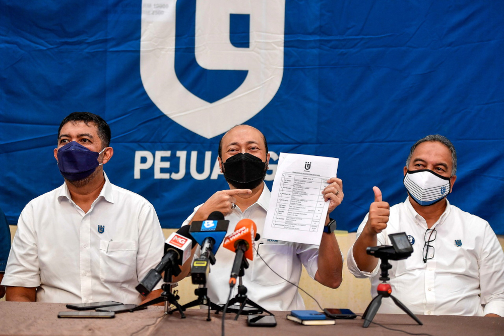 Pejuang president Datuk Seri Mukhriz Mahathir during the announcement of candidates for the Johor state election in Muar, Johor, February 24, 2022. u00e2u20acu201d Bernama pic 